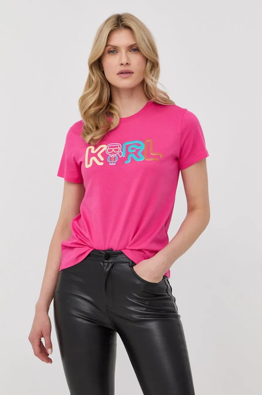 Дамска тениска Karl Lagerfeld Ikonik Outline 3D T-shirt размери XS, S