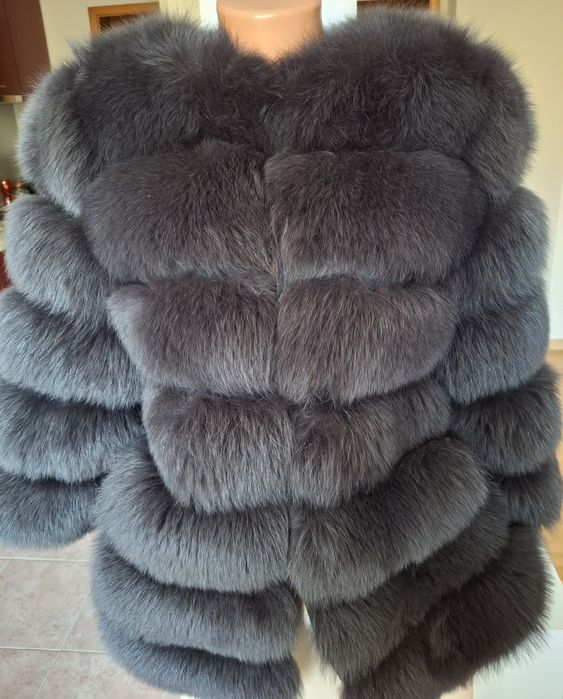 Палто от естествена кожа с косъм