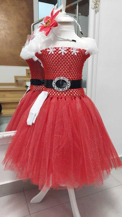 Rochita TUTU Craciunita Doamna Craciun rosie serbare iarna