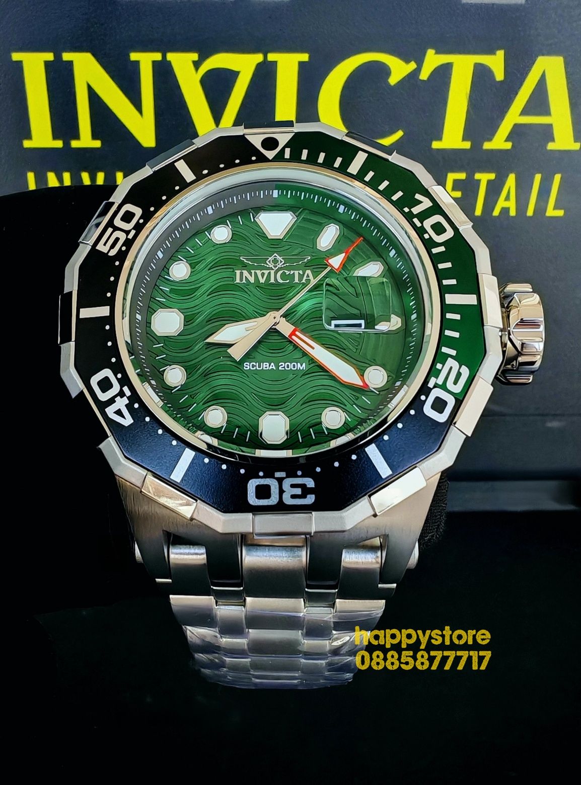 INVICTA Wave Green 52 mm, Инвикта нов ръчен часовник