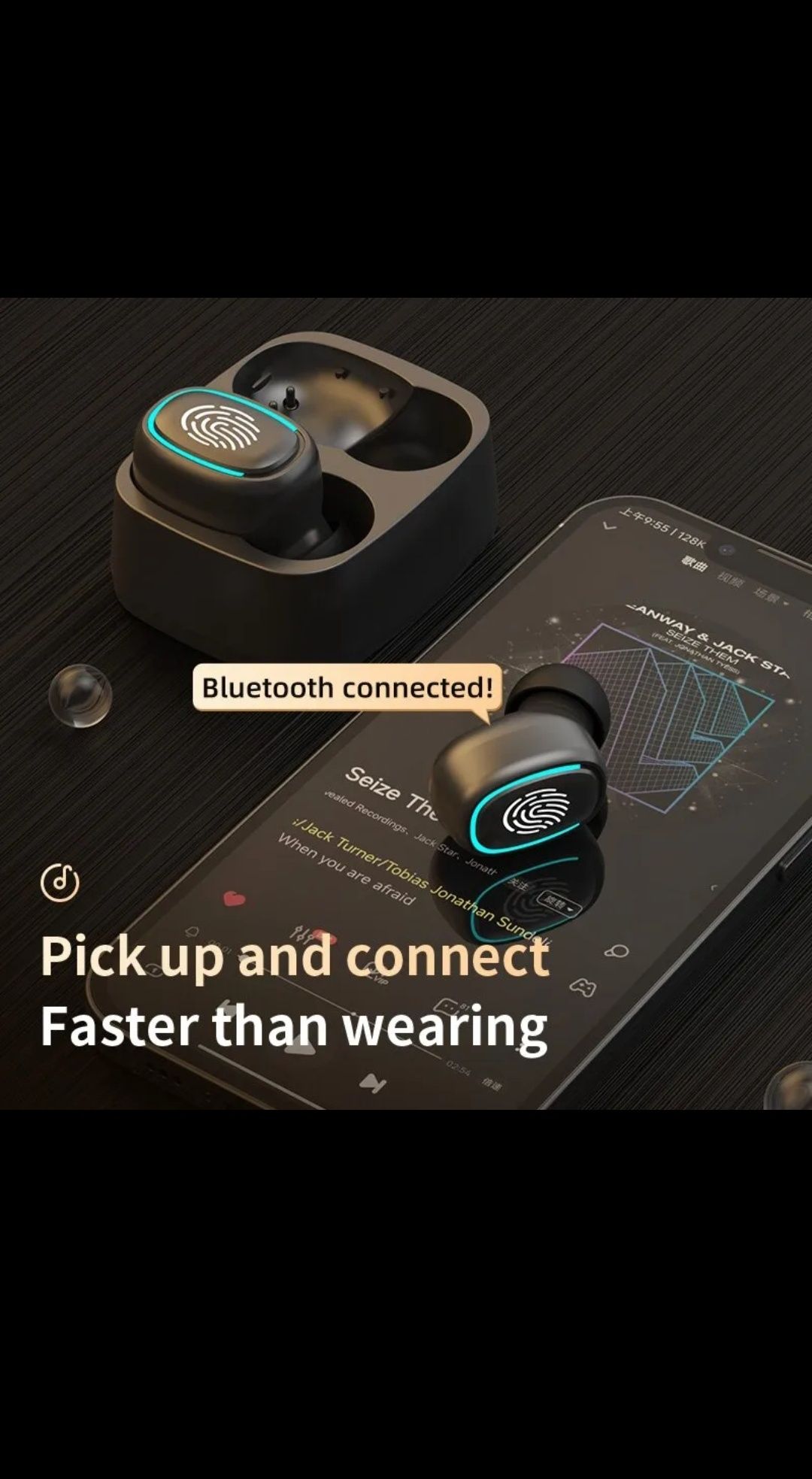 Безжични блутут слушалки черни / Wireless Bluetooth headset