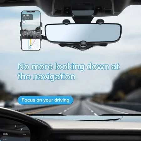 Suport auto multifunctional de telefon, rotativ pentru oglinda