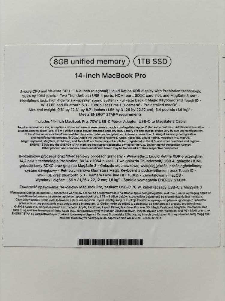 Macbook Pro M3 1TB