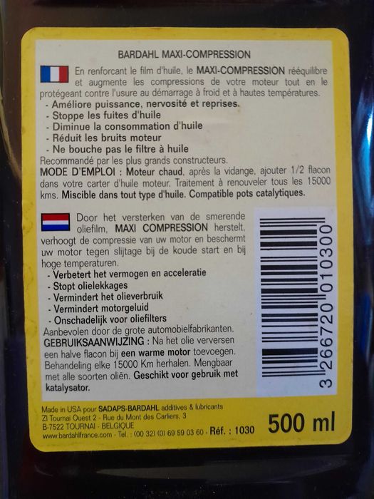 Ulei ,Tratament Bardahl (500ml),maxi compression,MADE IN  USA
