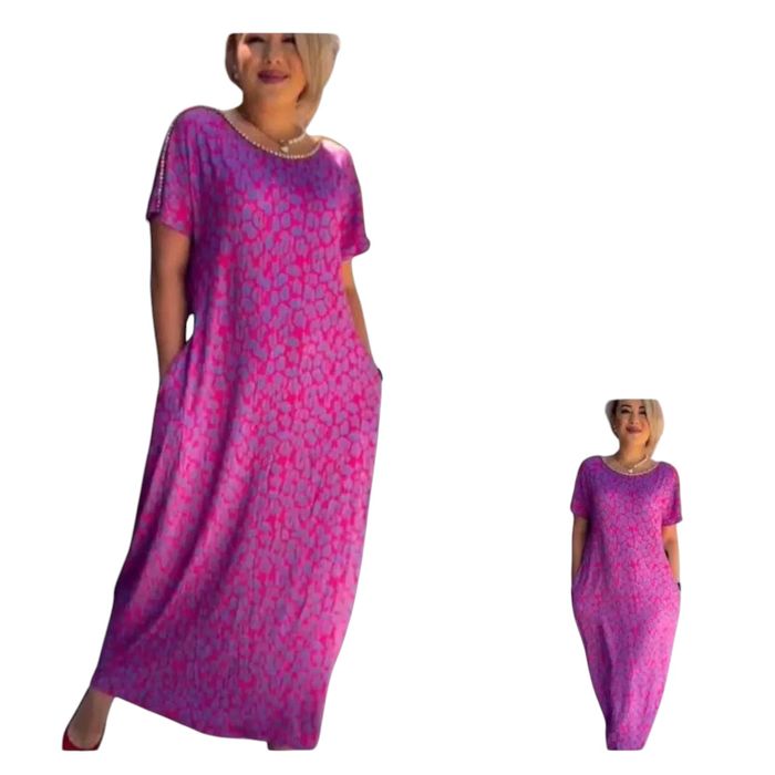 Rochie dama de vara cu pietre in zona gatului si maneca