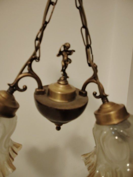 Superb lampadar antic cu 2 brațe din bronz in stilul Baroc, piesa deos