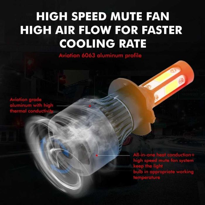Oslamp Hi lo Car LED Bulbs H7 H4 100W 8000LM 6500K /Лед крушки Х7 Х4