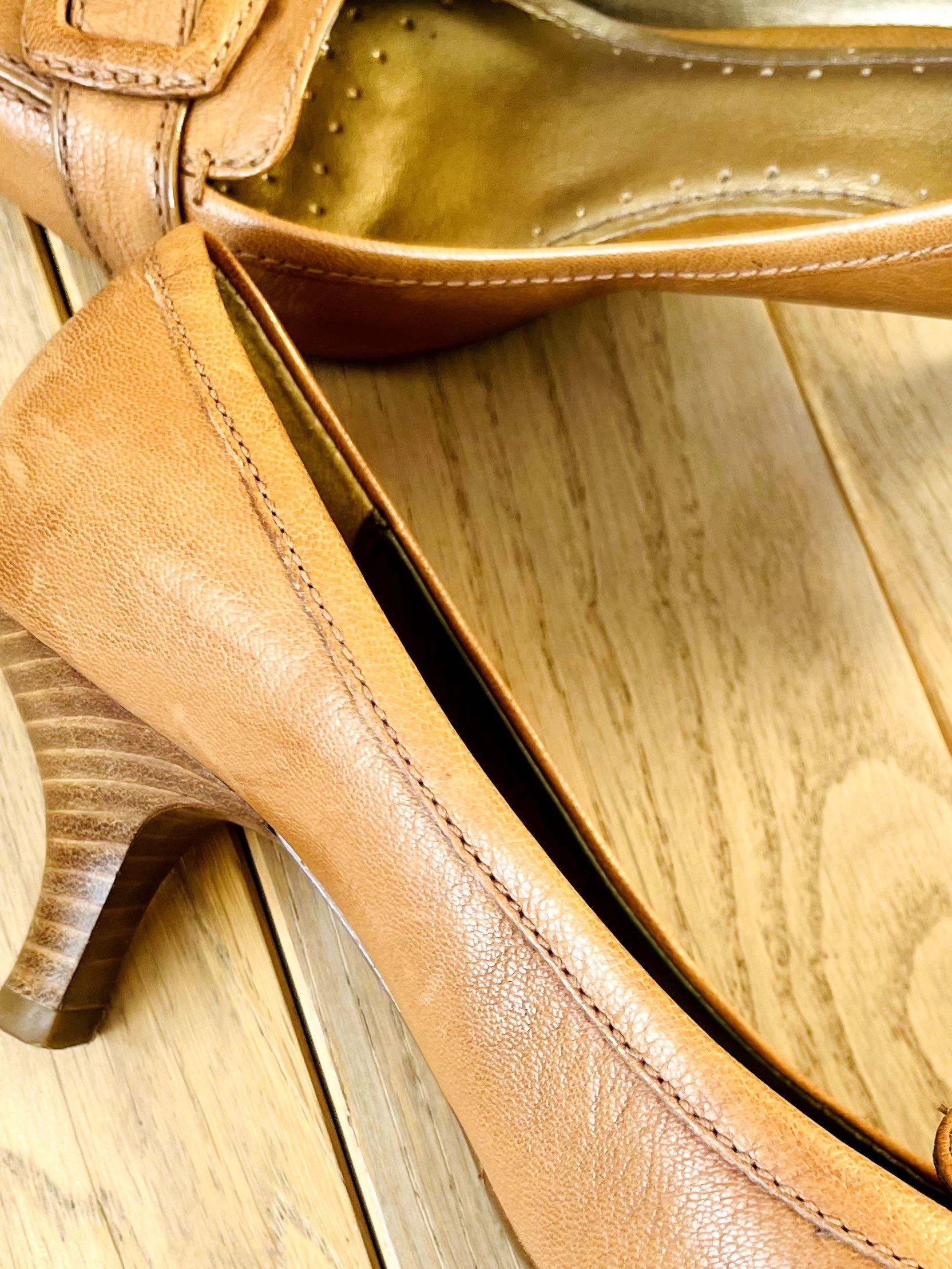 Кафяви кожени обувки Кларкс/ Brown Clarks Leather Court Shoes No 38.5