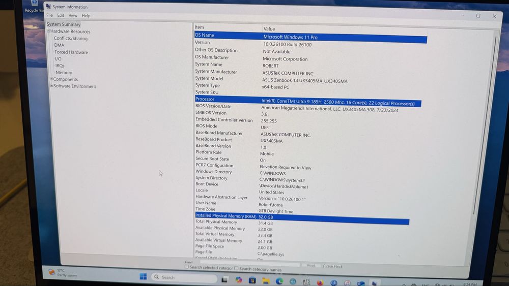 Asus Zenbook 14 OLED UX3405MA - Core Ultra 7 - 32GB RAM - 1TB SSD