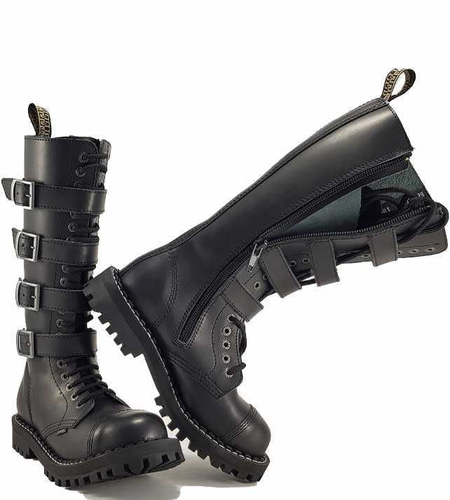 Bocanci Steel Boots 41 piele naturala, militari army, 20 inele, noi