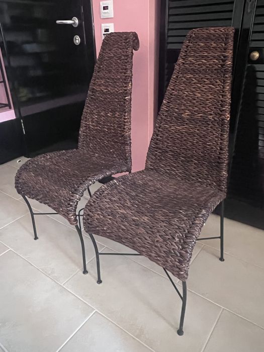 Столове комплект 2 броя от естествен ратан