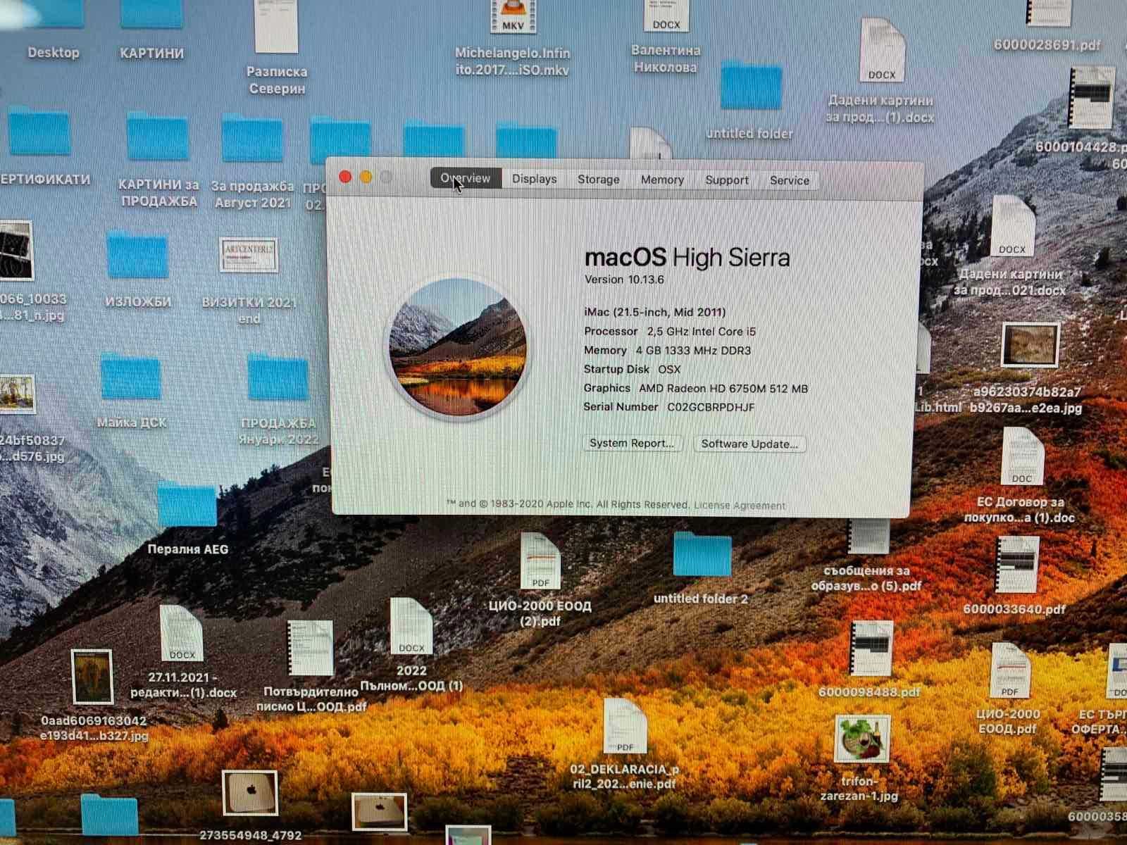 Apple IMac Mid 2011 21,5 inch core i5 256 SSD + 500 GB HD