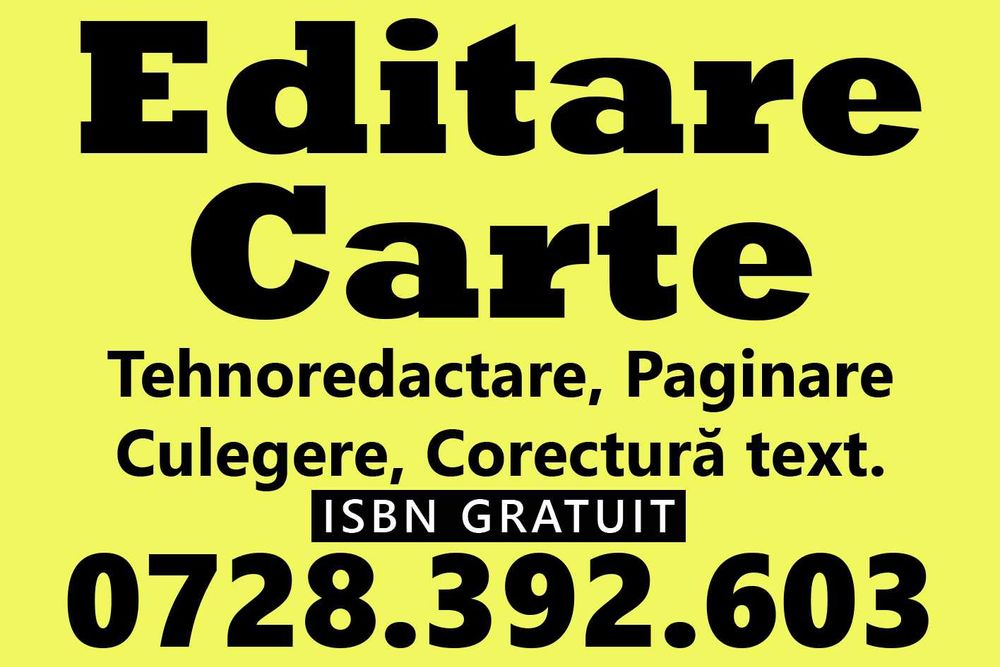 Tehnoredactare | Editare | Culegere text | ISBN | Grafica coperta |