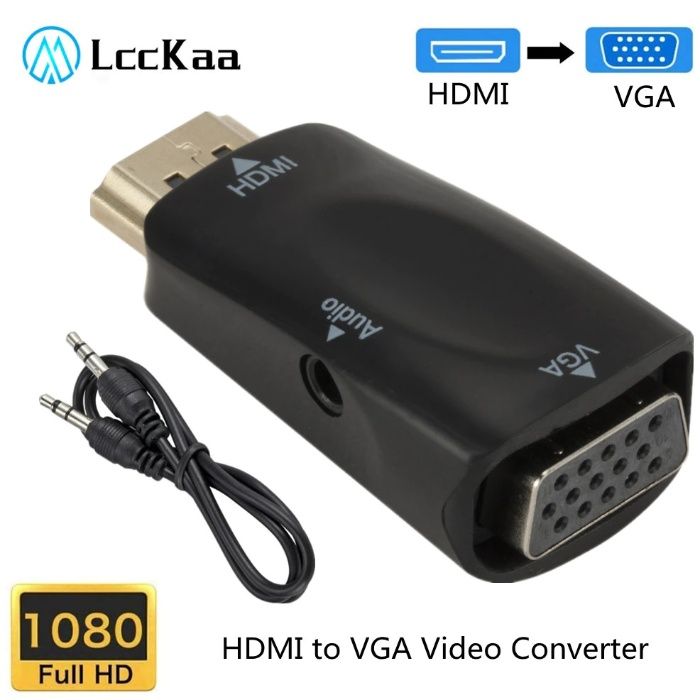 Мъжки HDMI / женски VGA адаптер HD 1080 P конвертор за компютър TV Box