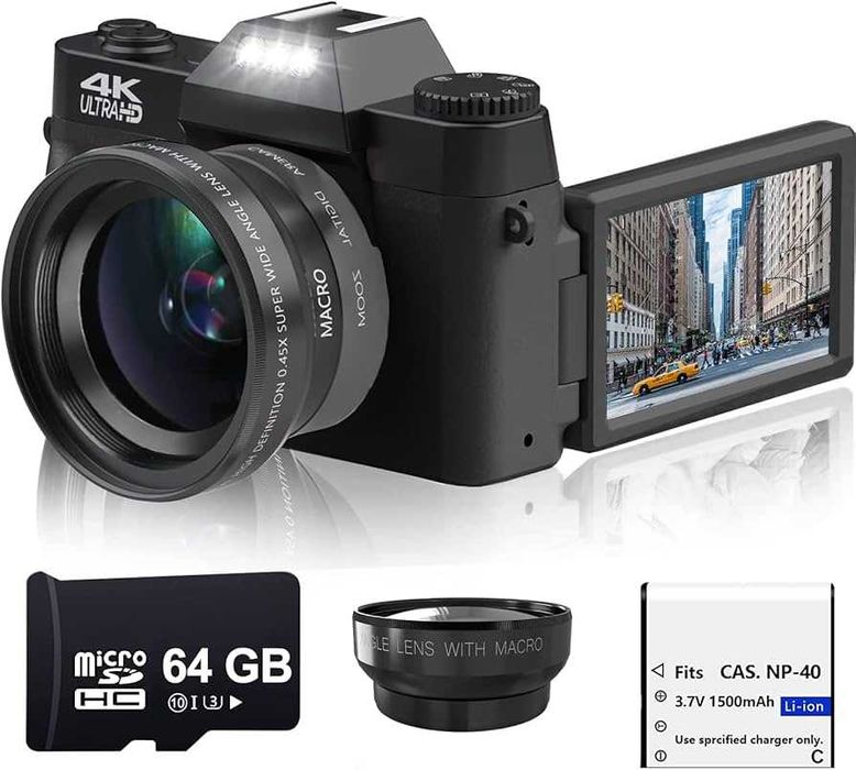 Aparat foto digital 4K 56MP cu zoom 16X + card 64GB | NOU