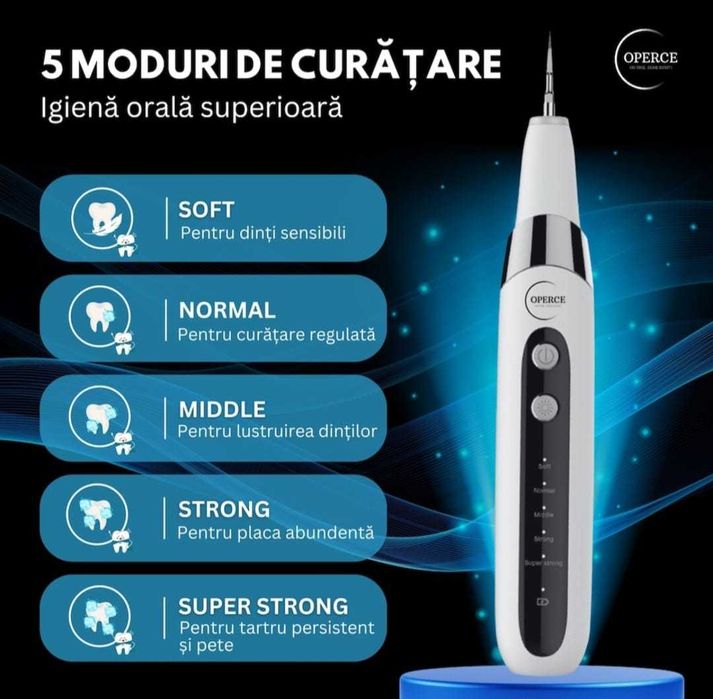 Aparat Detartraj – Nou, 5 Intensități, Rezistent la Apă, 8 Capete