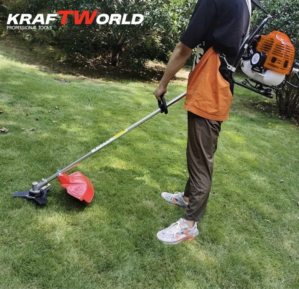 Гръбен бензинов тример за трева KraftWorld с аксесоари
