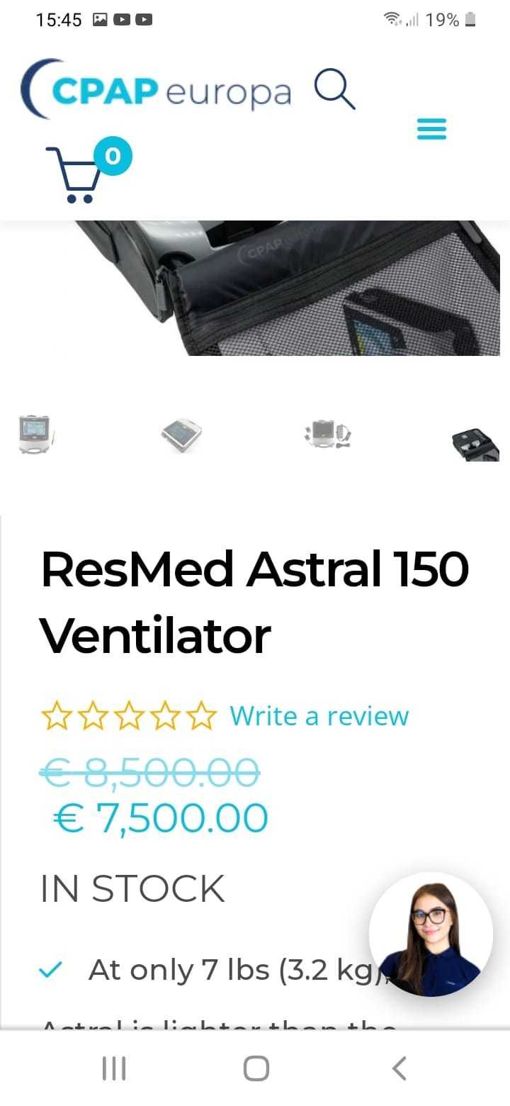 ResMed Astral 150 și ResMed Airsense 10 aparat respirator oxigen