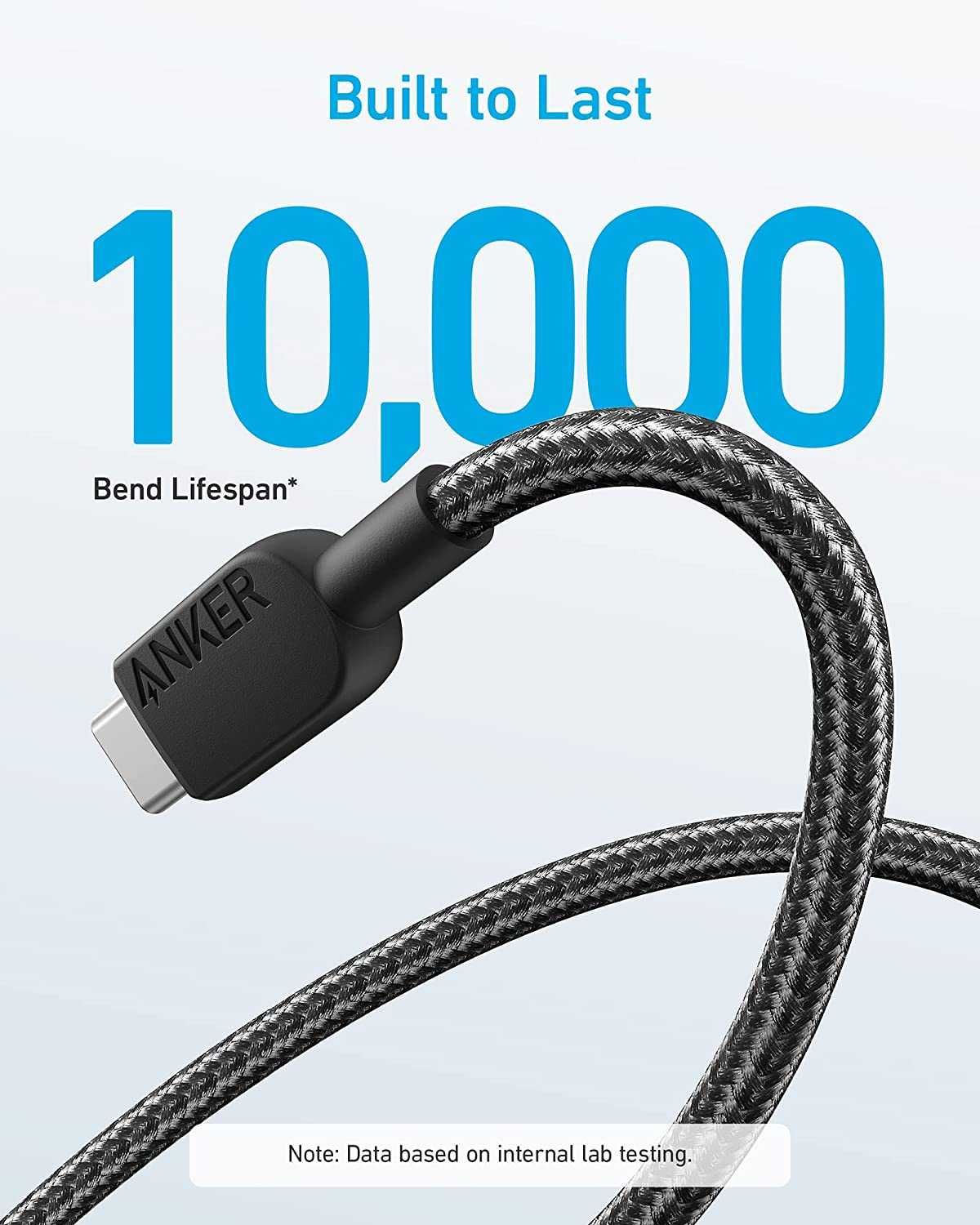 Anker 310 USB-A към USB-C, комплкет от 2 бр.кабели,0.9м,черен цвят