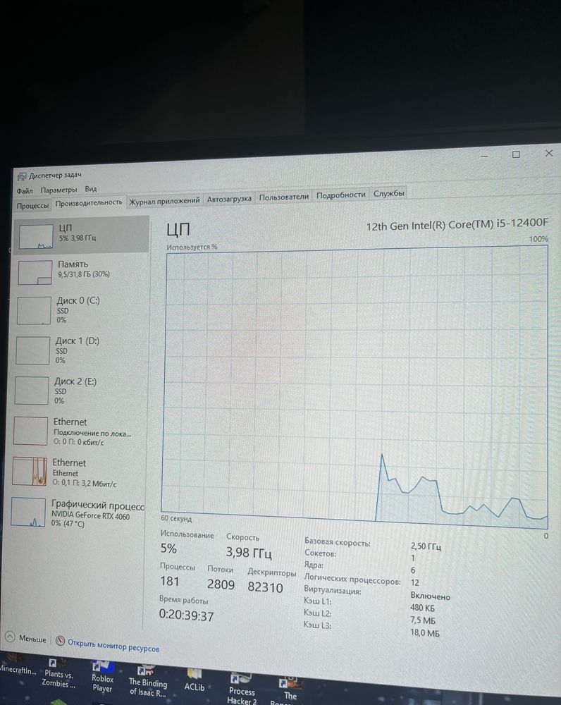 Компьютер на Rtx 4060 и i5 12400 f