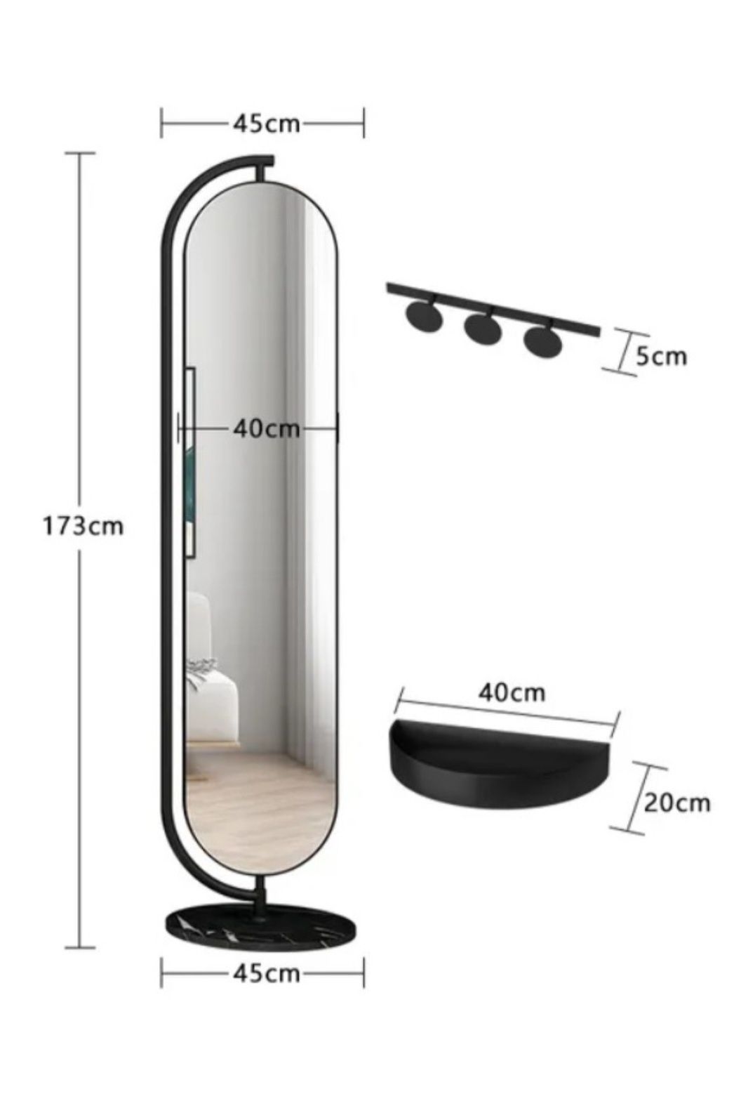 Aqvaplus зеркало 40x173 см, напольное