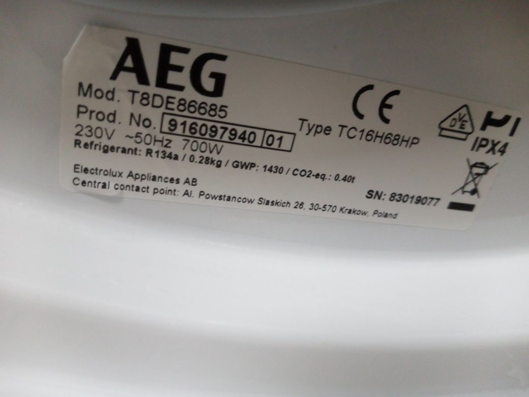 Сушилня с термопомпа Аег Aeg 8000 series  8кг А+++ 24 месеца гаранция!