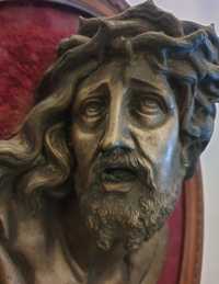 Aplica / sculptura veche din lemn și bronz, Isus Hristos, secol XVIII