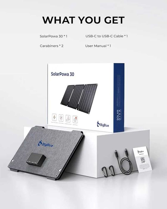 BigBlue 30W Solar Charger, ETFE Solar Panel  Fast Charging