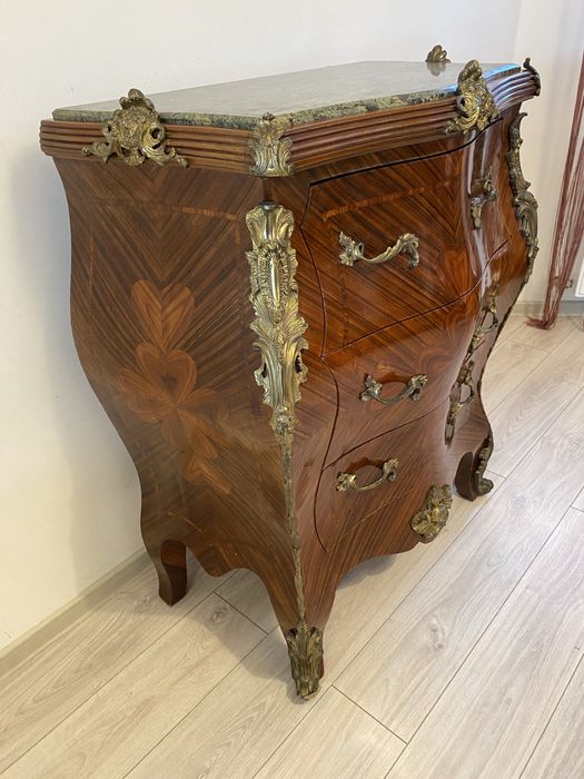 Comoda Bombata Servanta Bronz Marmura Ludovic XV Baroc Vintage
