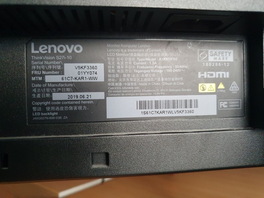 Monitor Lenovo ThinkVision S27i-10 27' inch