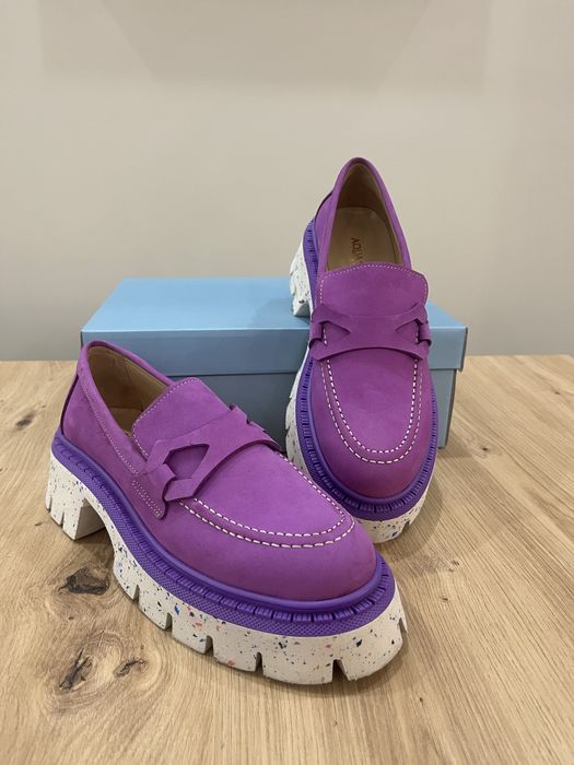 Естествен велур- мокасини Aquamarine