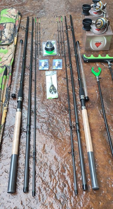 Set Complet Pescuit la Feeder,2 Lansete,2 Mulinete,Senzori,Geanta