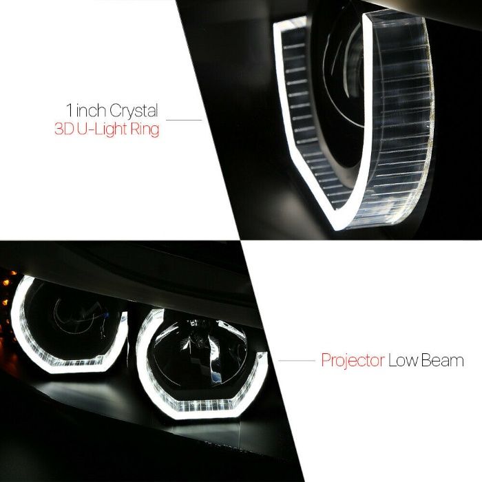 Faruri angel eyes 3D BMW E90/E91 05-08 fond negru