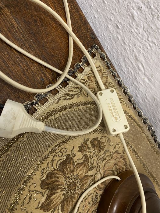 Френска настолна лампа от мрамор и дъб