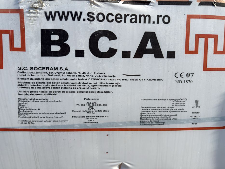 BCA de vanzare in 2 dimensiuni