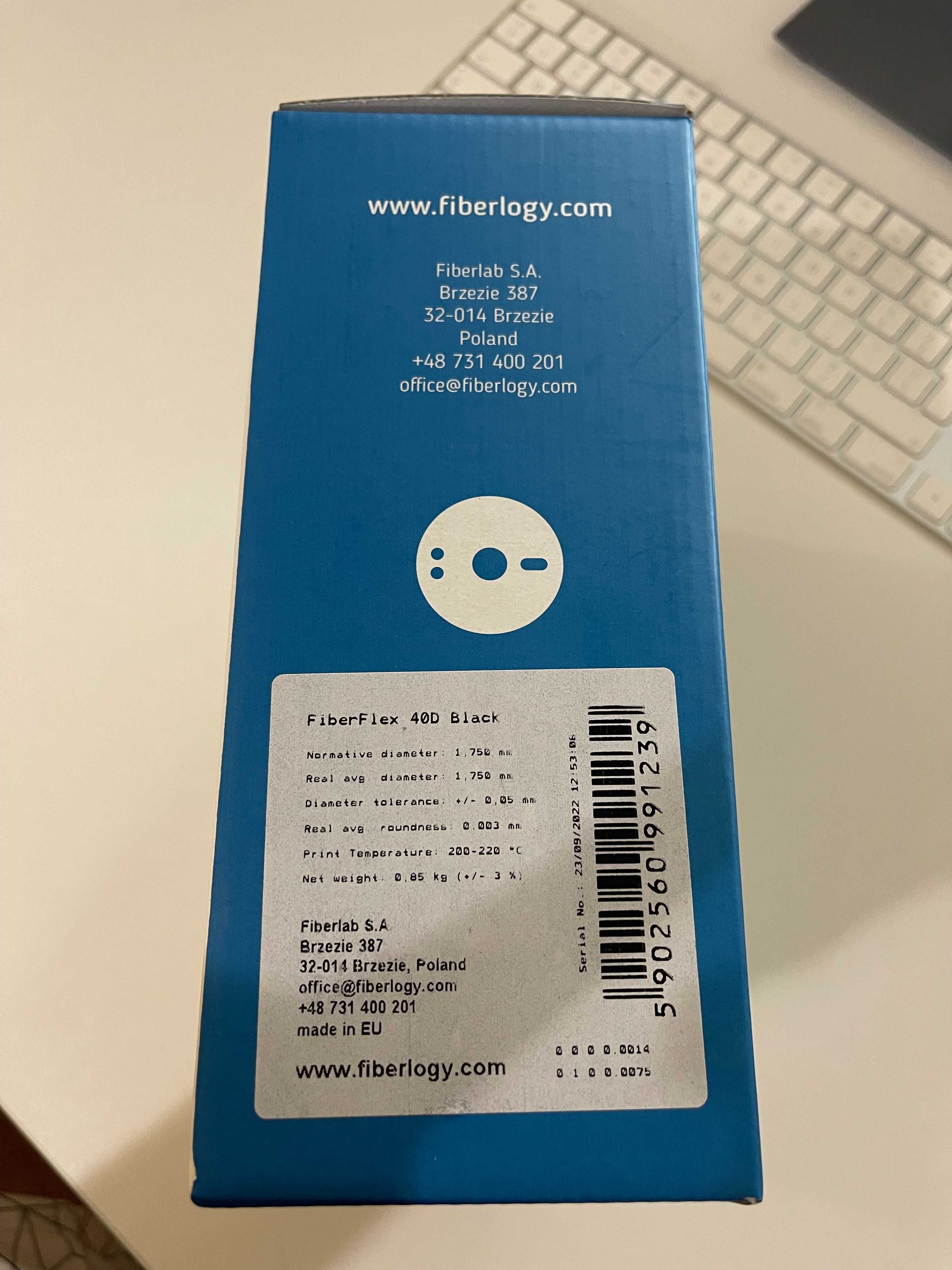 Fiberlogy FiberFlex 40D 0.850г - Черен | филамент за 3д принтер
