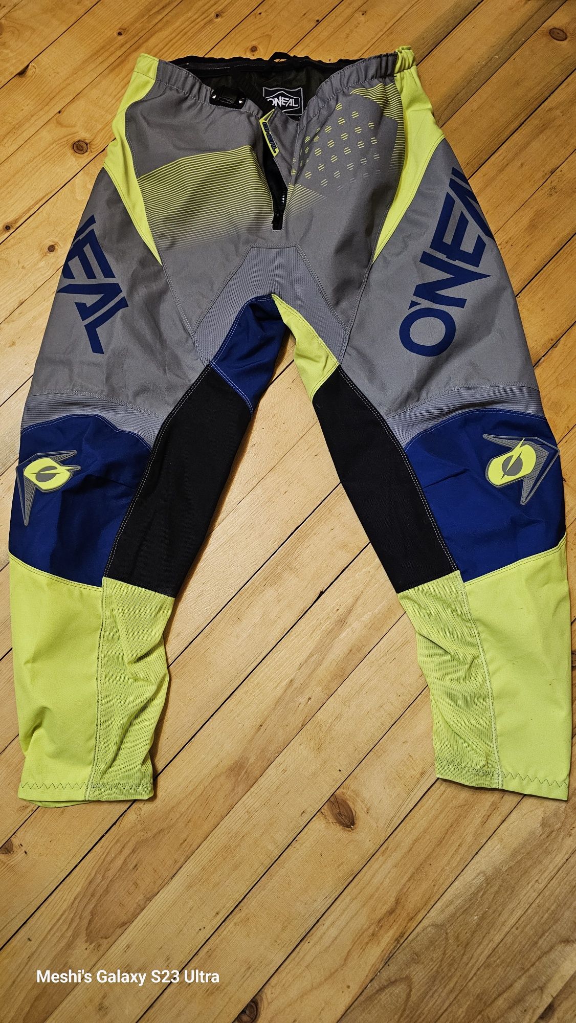 Мотокрос панталон Oneal Element Factor Gray/Blue/Neon Yellow