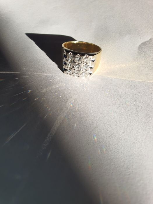 Inel ,ghiul barbați aur alb +galben 18 k cu diamante naturale 2.12 ct