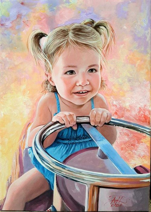 Cadoul perfect,portret pictat profesionist dupa fotografie