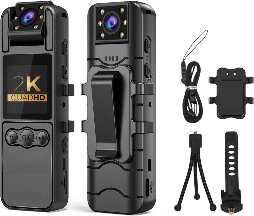 Body камера SecuraLen 1080P с въртящ се обектив на 180, LCD и нощно