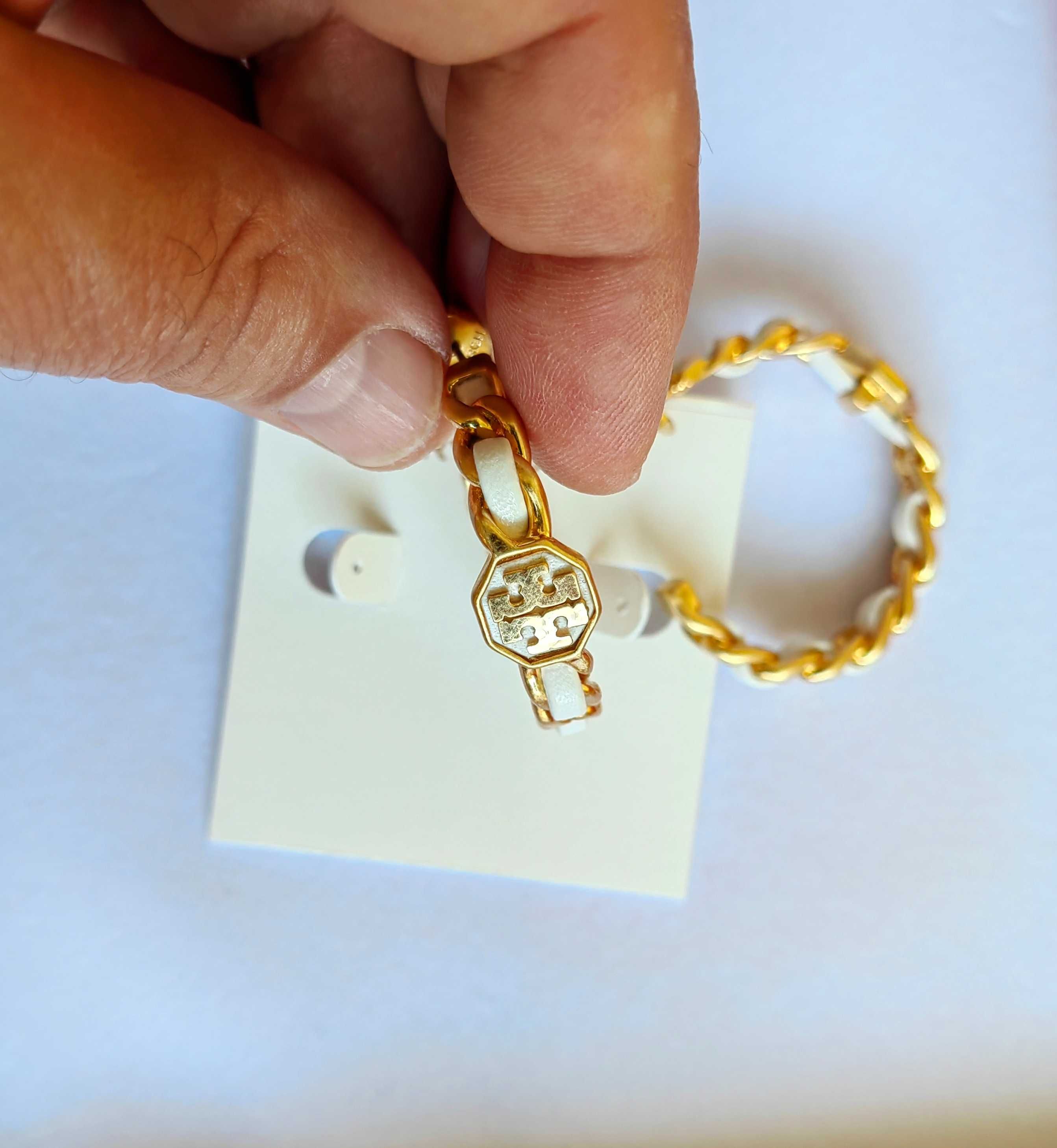 Обеци Tory Burch - Kira enamel hoop earrings