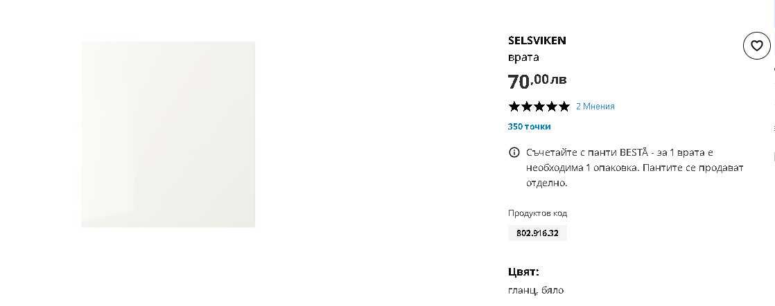 вратичка IKEA SELSVIKEN 1 бр., покритие гланц