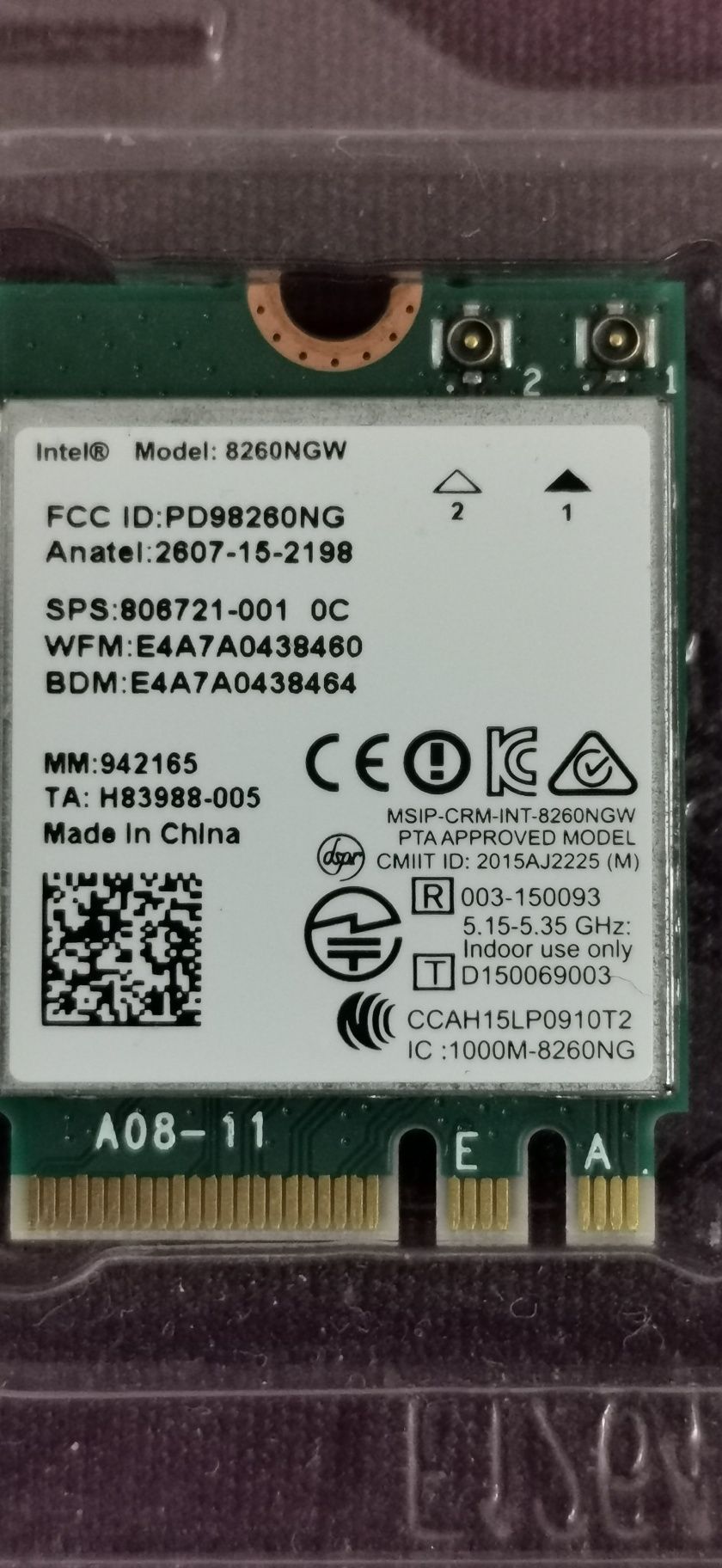 Vand plăcută modul WI-FI Intel 8260 ngw 2x2 AC.