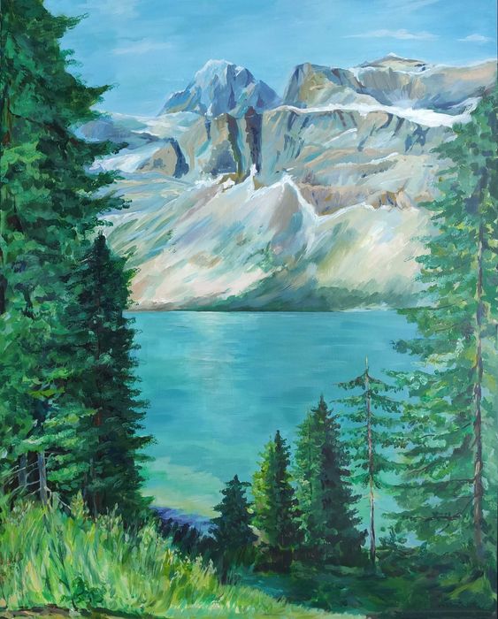 Продам картину пейзаж с горами акрил