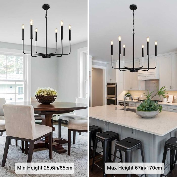 Candelabru modern, Wtuoing, lustra 6 brate, E14, negru