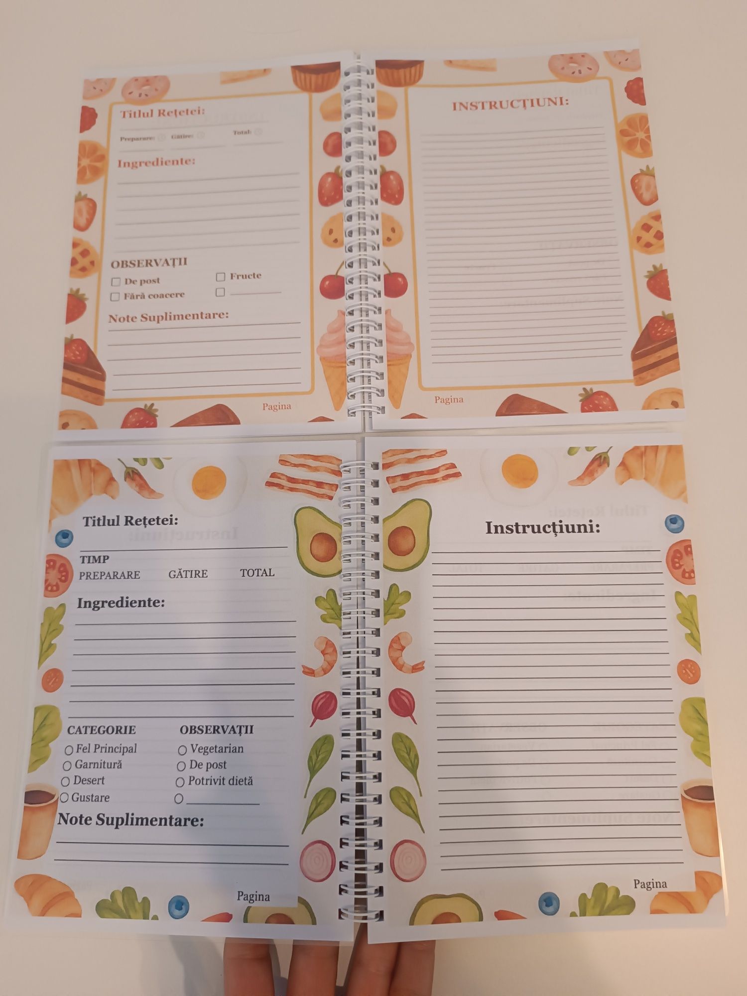Agenda caiet de retete + prajituri, 2 bucati, cu spirala