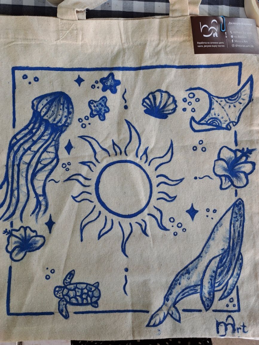 Рисунка върху платняна чанта