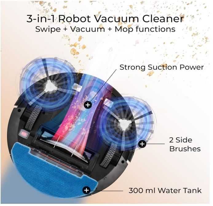 Прахосмукачка робот Venga VG RVC 3000 BK за сухо и мокро почистване