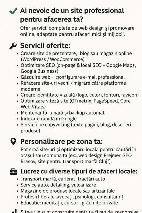 Creare Website - SEO - Automatizari - Magazin Online