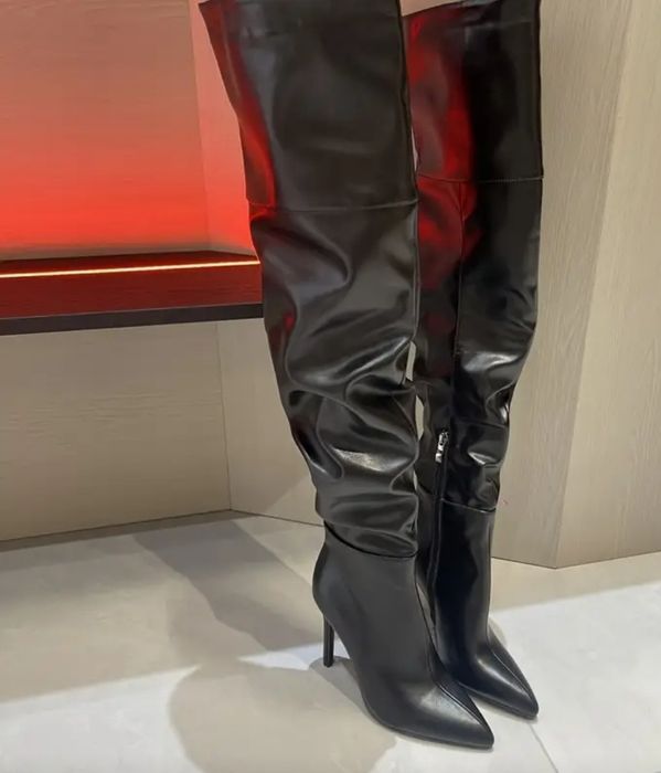 Cizme lungi peste genunchi din piele ecologica